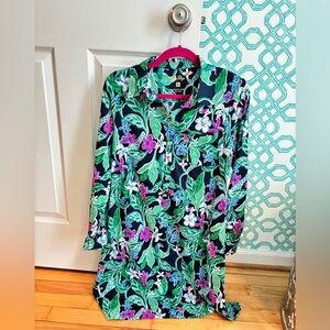 Lilly Pulitzer Navy and Pink Floral Dress